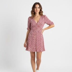 All Saints Sz S Kota Scater Red Floral Cottagecore Mini Dress